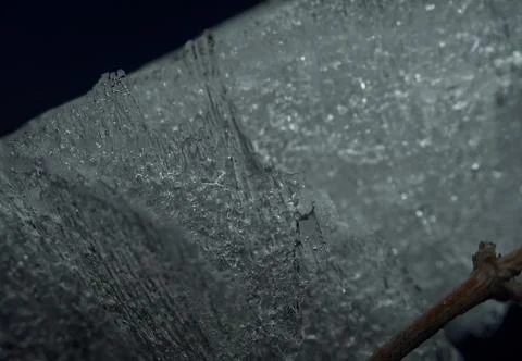 Ice closeup in thuringia at winter 2021 in the night Stock Photos