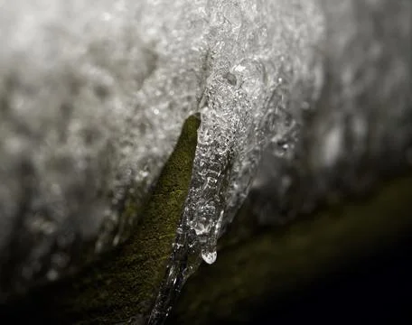 Ice closeup in thuringia at winter 2021 in the night Stock Photos