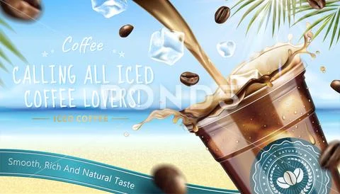 Ice coffee banner ads Stock Illustration