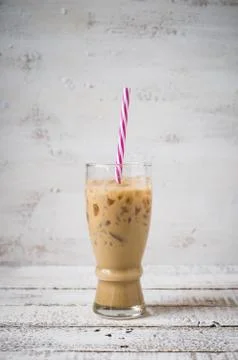 Ice coffee cup on table Stock Photos