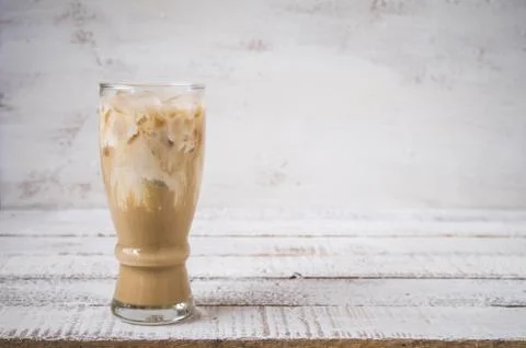 Ice coffee cup on table Stock Photos