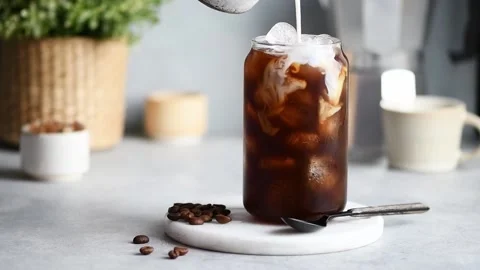 Ice coffee with ice cubes Stock Footage 172007824