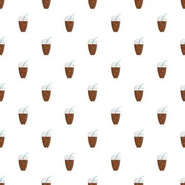 Ice coffee pattern seamless vector Stock Illustration