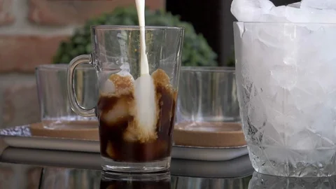 Ice Coffee slow motion, 180fps, HD Stock Footage 112742993