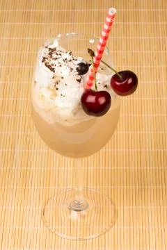 Ice coffee with sour cherry Stock Photos
