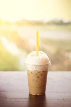 Ice coffee on table Stock Photos