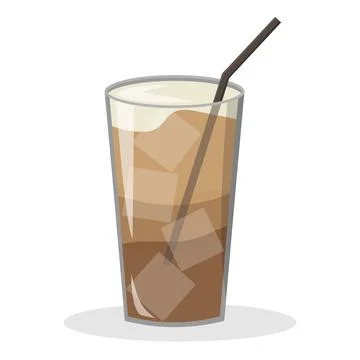 Ice coffee. Vector illustration. Glass with ice and coffee Stock Illustration