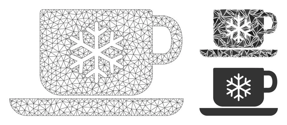 Ice Coffee Vector Mesh Carcass Model and Triangle Mosaic Icon Illustrazione stock