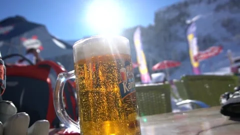 Ice cold beer in the sun Stock Footage 147445403