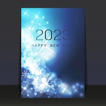 Ice Cold Blue Patterned Glittering, Shimmering New Year Card, Flyer or Cove.. Stock Illustration