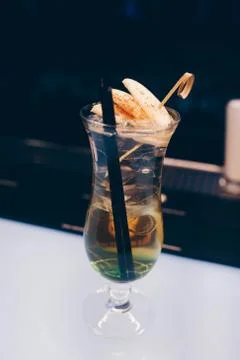 Ice cold modern Cocktail Author Drink -on bar counter Stock Photos