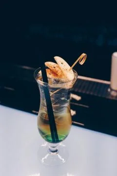 Ice cold modern Cocktail Author Drink -on bar counter Stock Photos