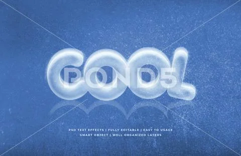 Ice cool 3d text style effect mockup - PSD template PSD Template