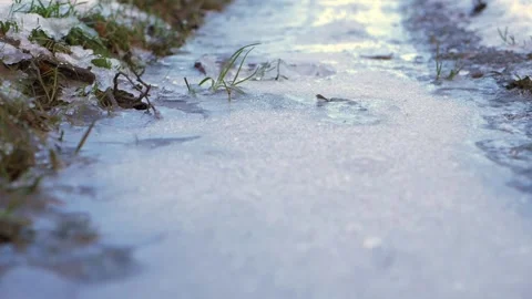 Ice covered path in winter close up Stock Footage 149174912