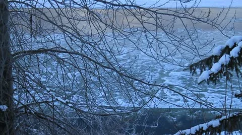 Ice covered river. Stock Footage 10756241
