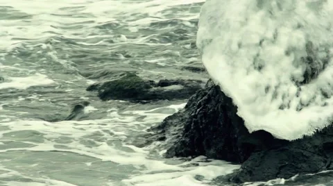 Ice covered stone 스톡 동영상 55425259