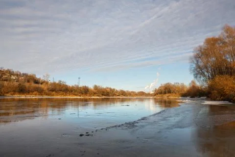Ice covering  river Stock Photos