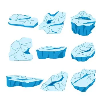 Ice crack set cartoon vector illustration 스톡 일러스트