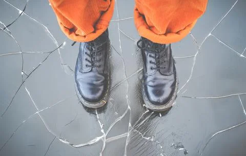 Ice Cracking Underfoot Stock Photos