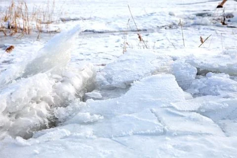 Ice crashes on the river Stock Photos