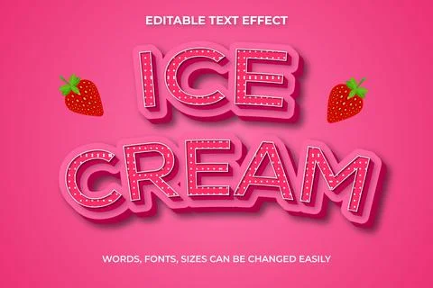 Ice cream 3d editable text effect Illustrazione stock