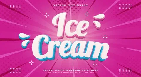 Ice Cream 3d editable text effect Template Stock Illustration
