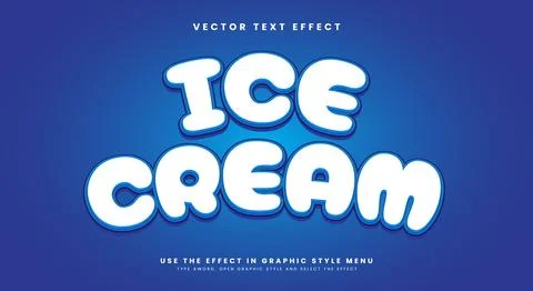 Ice Cream 3d editable Text effect Template 스톡 일러스트