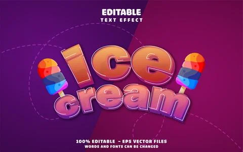 Ice Cream 3D Editable Text Effect Vector Design Stock Illustration