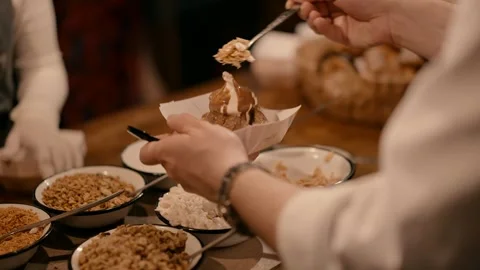 Ice cream with almonds in the buffet. Video stock 243846159