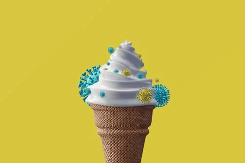 Ice cream and coronavirus contamination Stock Illustration