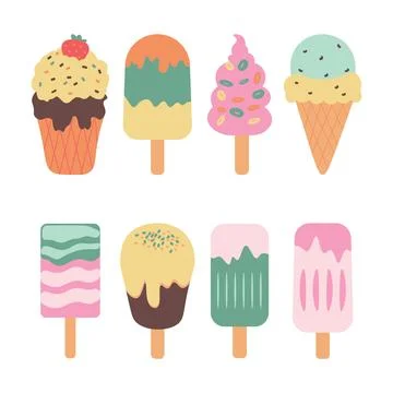 Ice Cream and Popsicle Vector Set Stock Illustration