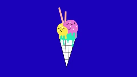 Ice Cream Animation on Blue Screen Видео 345096494