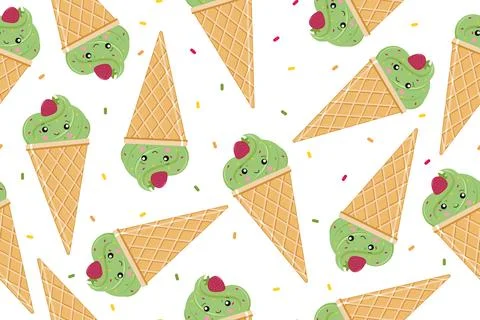 Ice cream background. Vector illustration on a white background. Stock Illustration