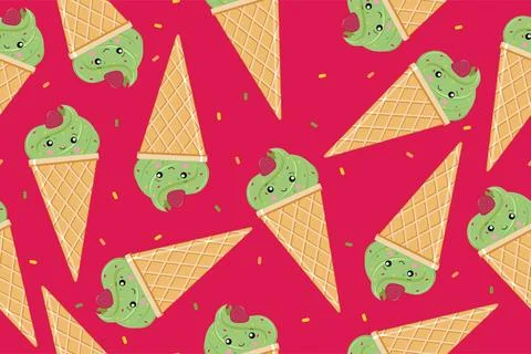Ice cream background. Vector illustration on a pink background. Stock Illustration