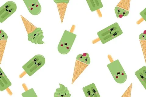 Ice cream background. Vector illustration on a white background. Stock Illustration