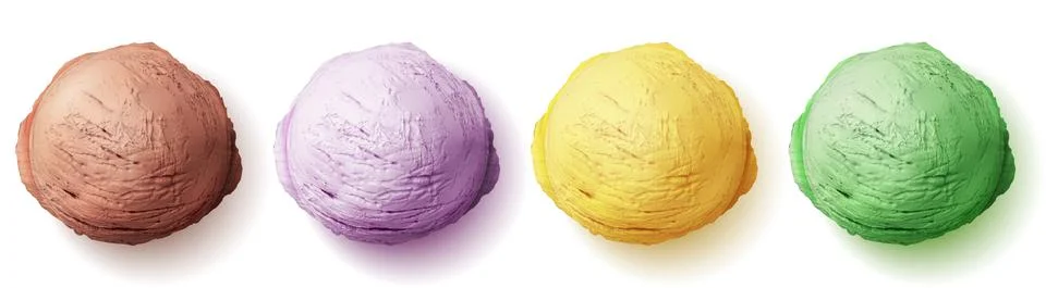 Ice cream ball realistic vector, scoop sundae Stock Illustration