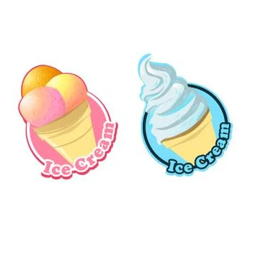 Ice cream banner, logo. Vector illustration. Stock Illustration