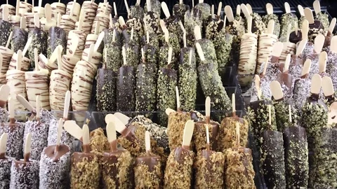 Ice cream bar on the counter Stock-Footage 258447004