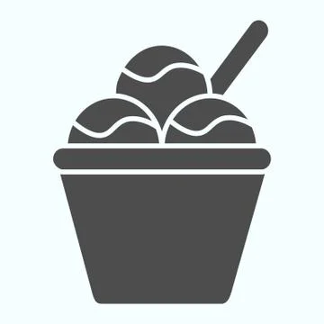 Ice cream basket solid icon. Three balls of ice cream vector illustration 스톡 일러스트
