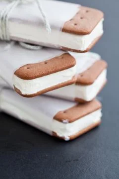 Ice cream biscuits Stock Photos
