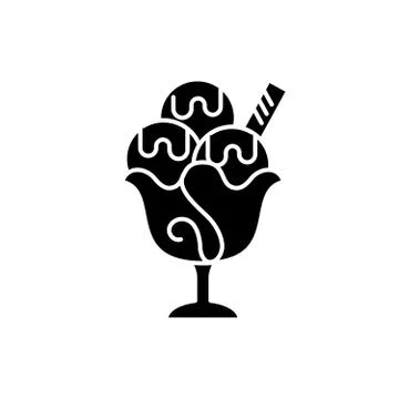Ice cream black icon, vector sign on isolated background. Ice cream concept Stock Illustration