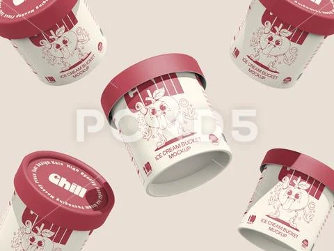 Ice Cream Bucket Mockup PSD Template