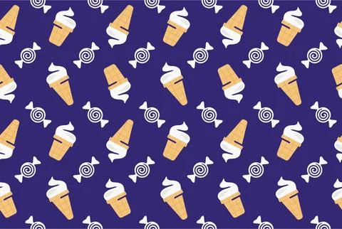 Ice cream with candy seamless vector background Stock Illustration