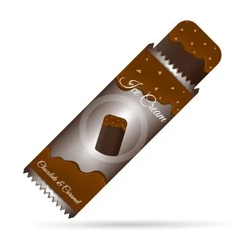 Ice cream caramel with packaging vector Stock Illustration