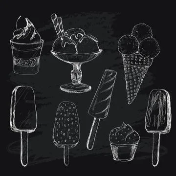 Ice cream on chalkboard Stock Illustration