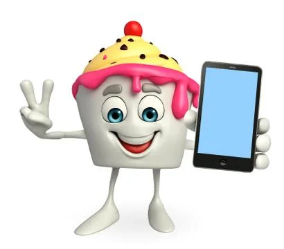 Ice cream character with mobile Illustrazione stock
