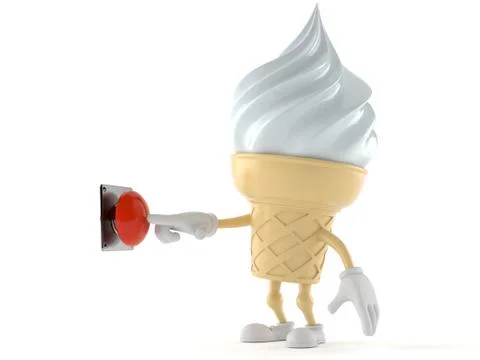 Ice cream character pushing button Stock Illustration