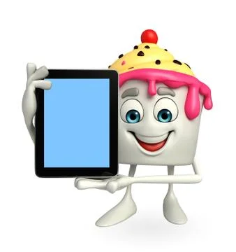 Ice cream character with tab イラスト素材
