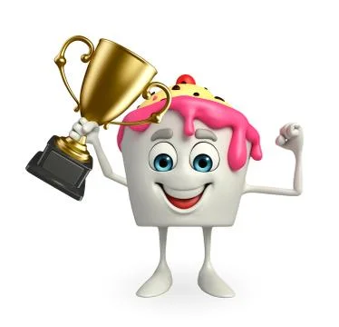 Ice cream character with trophy Stock Illustration