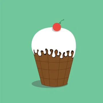 Ice cream with cherry Stock Illustration